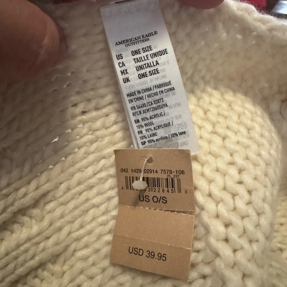 NWOT American Eagle Outfitters Fringe Boho Scarf Cream Ivory